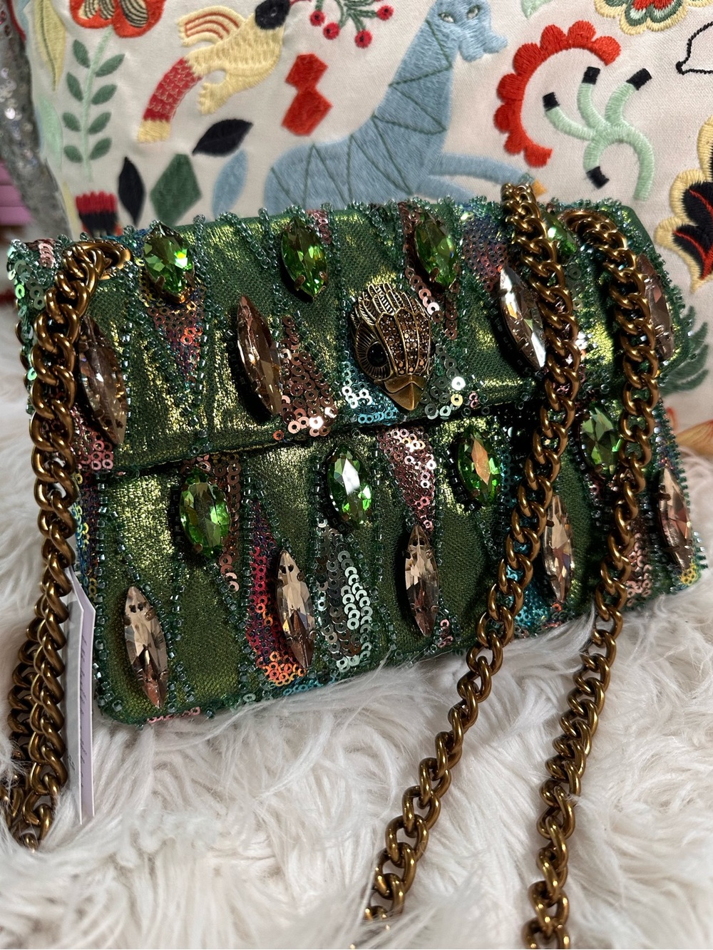 Kurt Geiger • Ornate Green Beaded & Sequin Mini Kensington - Picture 16 of 16